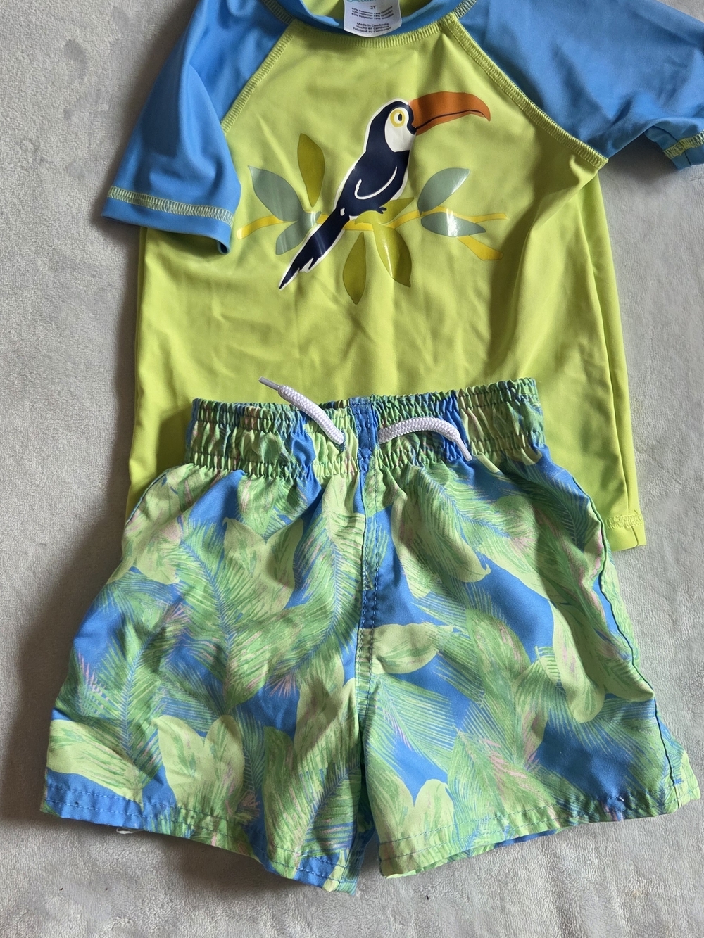 Floatimini Blue & Lime Toucan Rashguard Swim Set - Picture 2 of 4